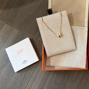 *Giftable*Hermes Mini Pop H pendant Blanc/Rose gold hardware NIB